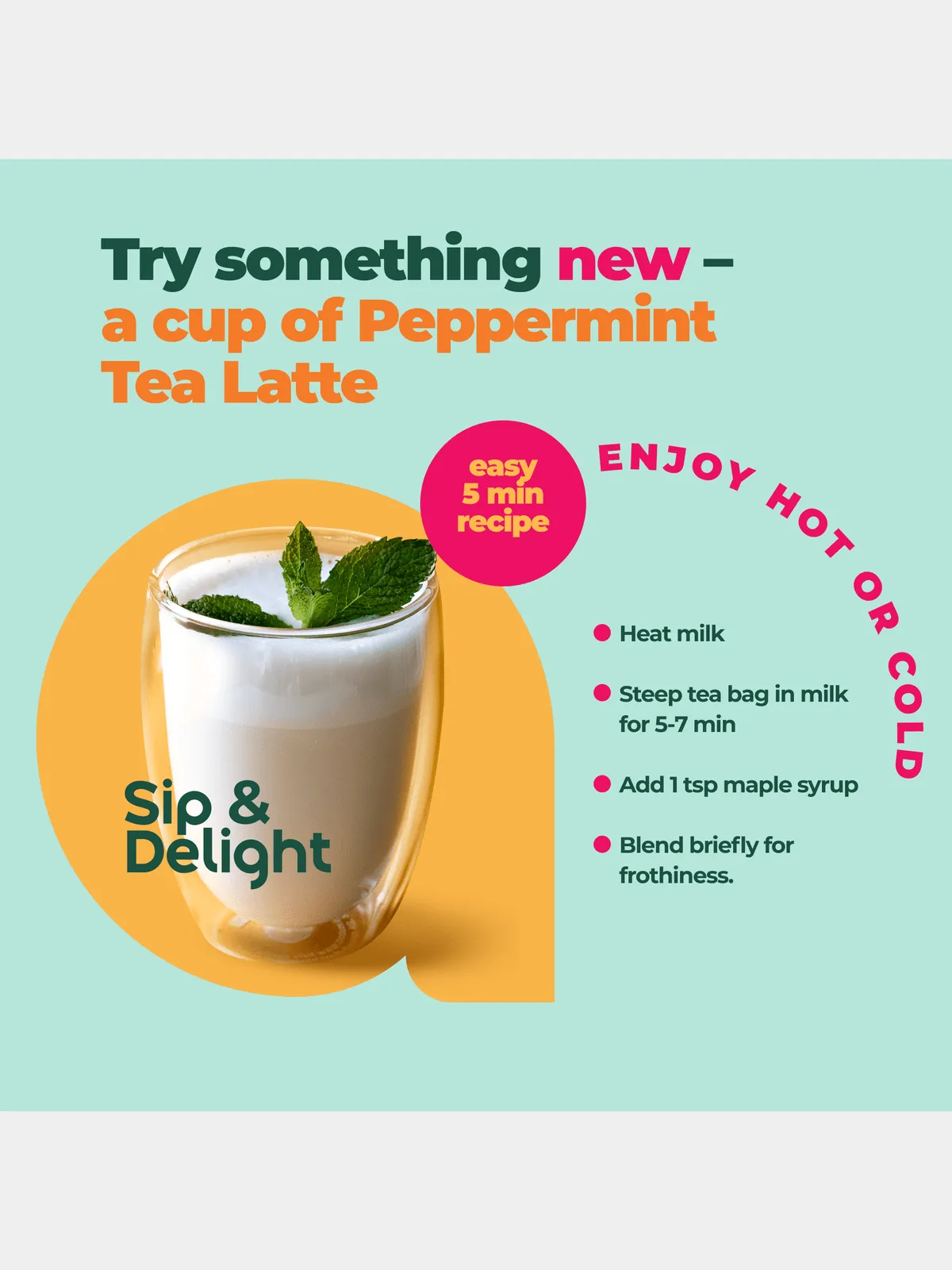 100% Pure Peppermint Herbal Tea, 60 bags