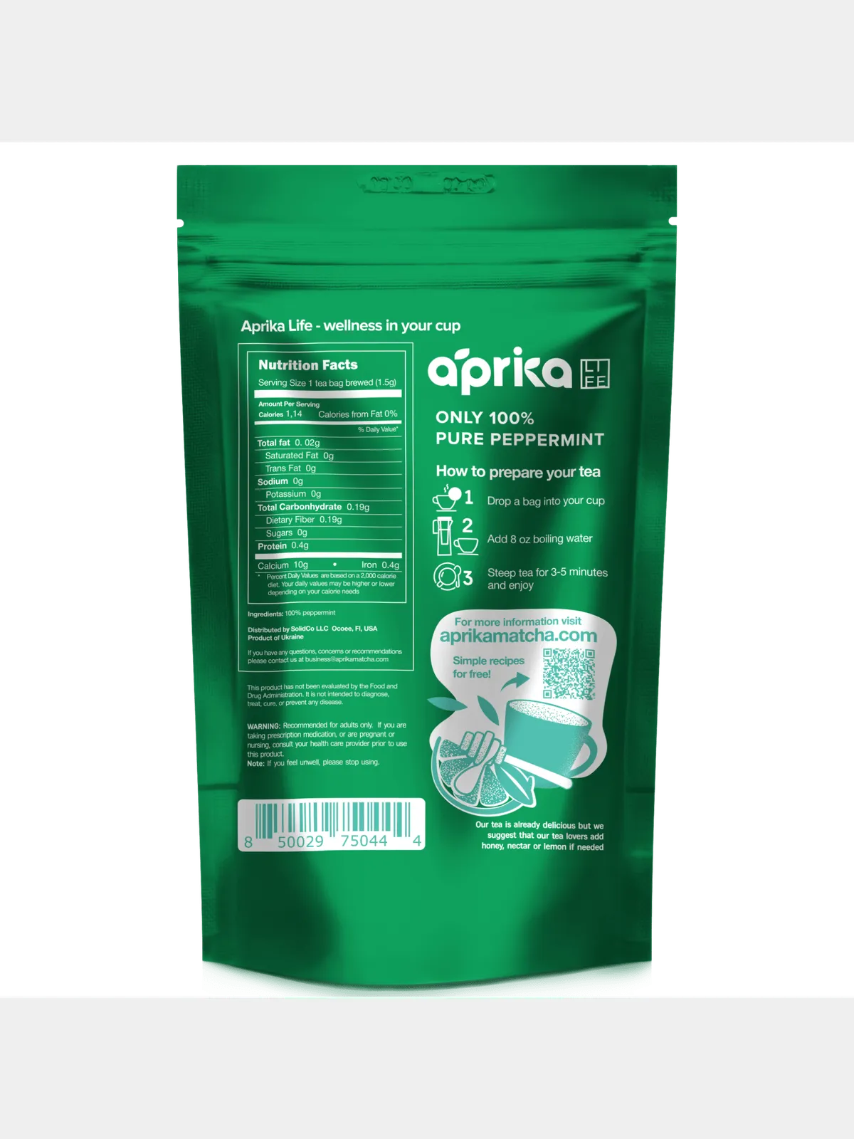 100% Pure Peppermint Herbal Tea, 60 bags