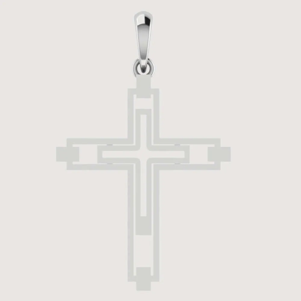 14k Gold Modern Geometric Cross Pendant