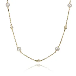 14K Yellow Gold Modern Pearl Necklace