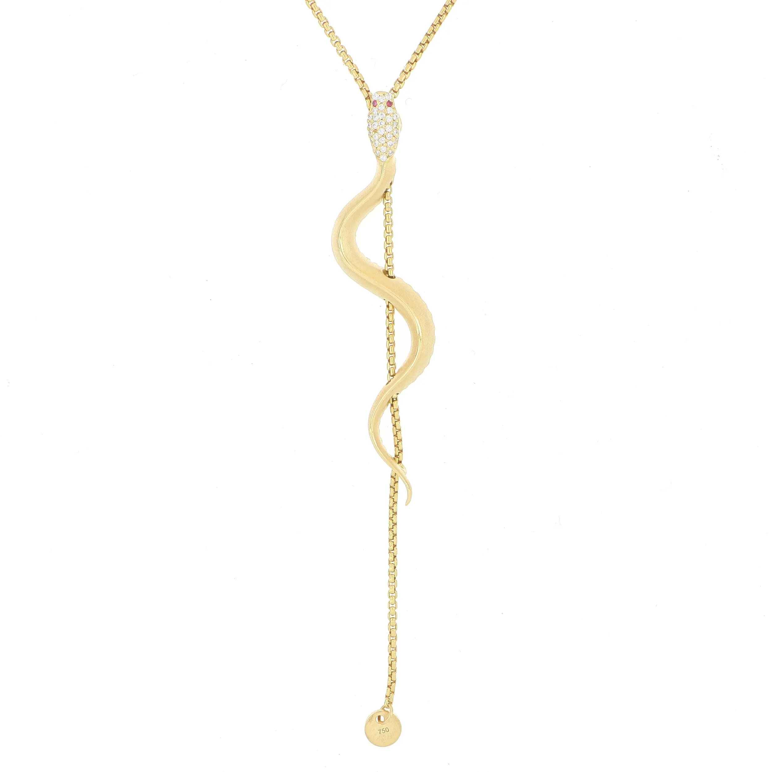 18k Yellow Gold Diamond Snake Lariat