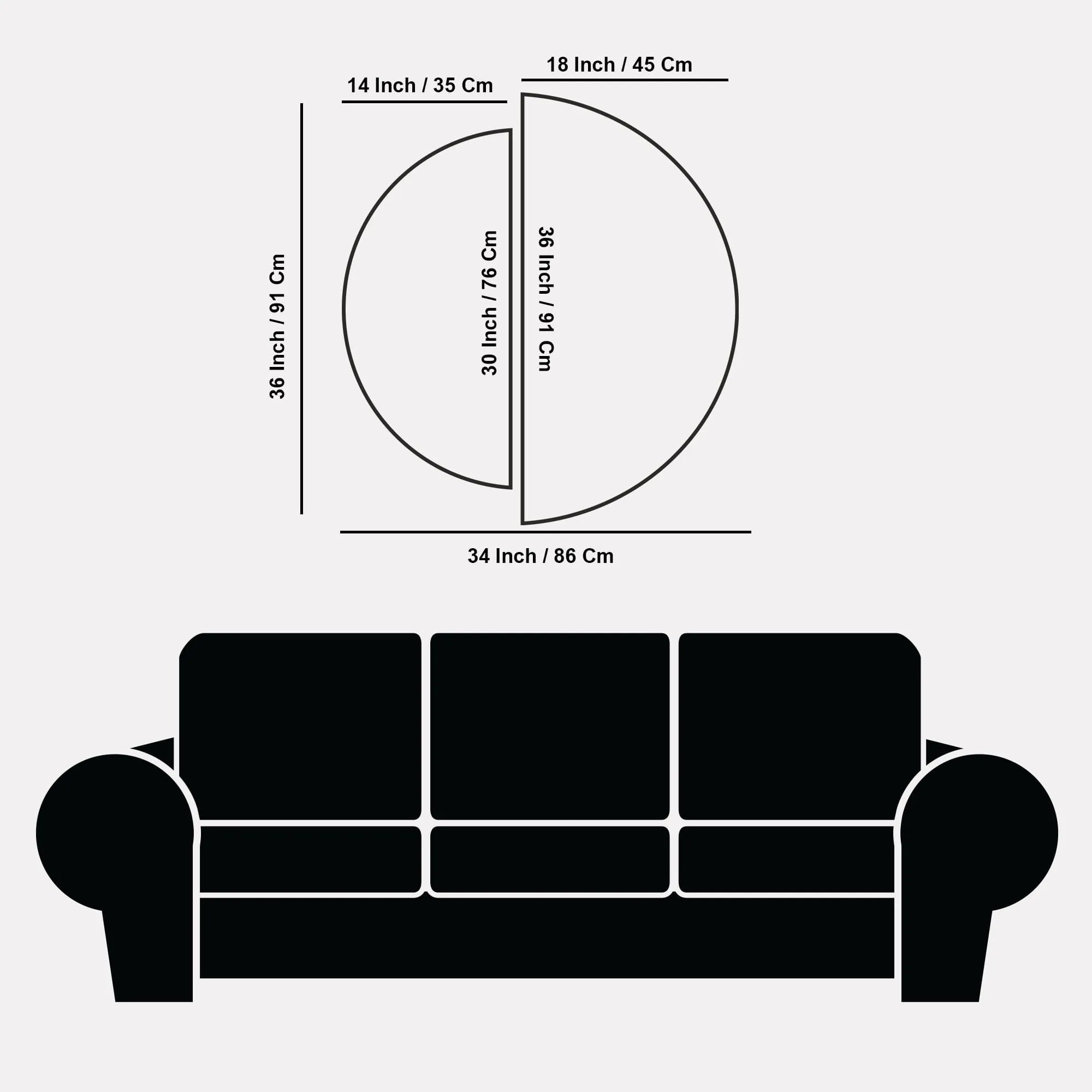 Abstract Retro Golden Art Semi Circle Frames Set Of 2