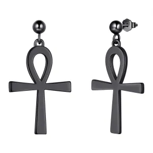Ankh Cross Drop Earrings Women Mens Jewelry Sterling Silver