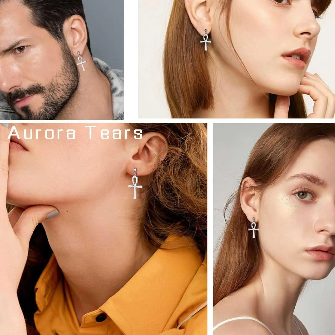 Ankh Cross Drop Earrings Women Mens Jewelry Sterling Silver