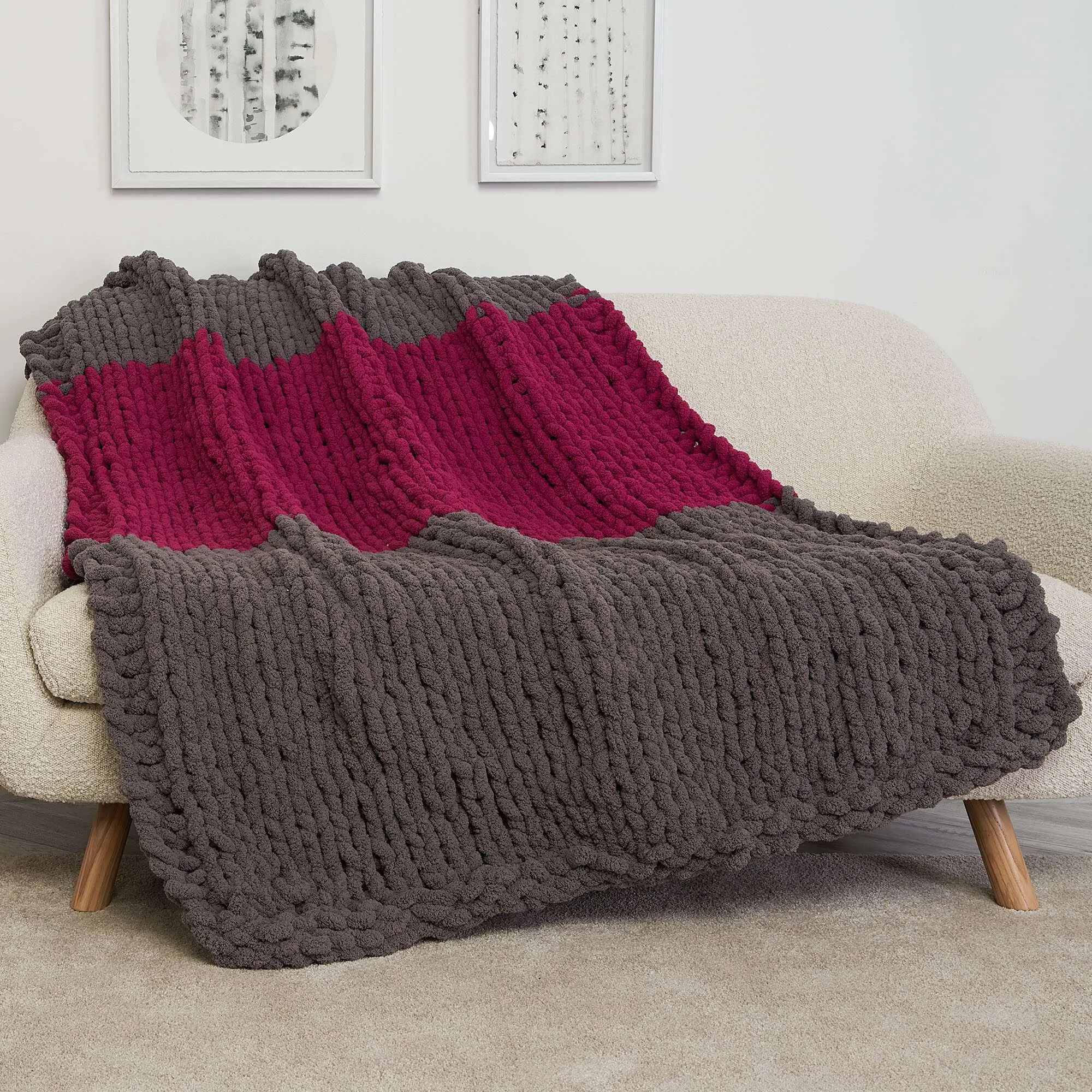 Bernat Bold Stripe Table Knit Blanket