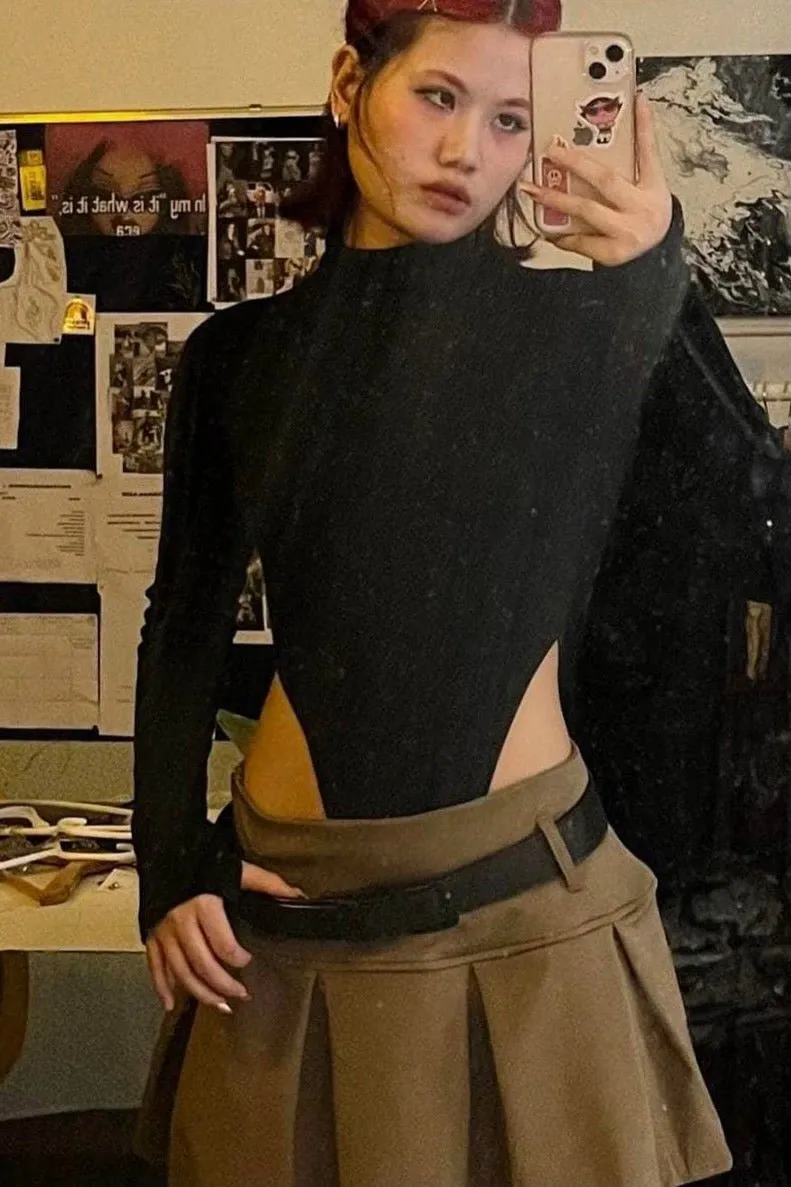 Black Turtle Neck Bodysuit