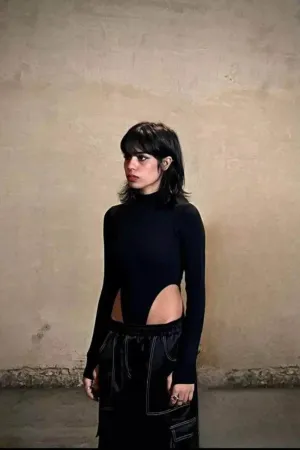 Black Turtle Neck Bodysuit
