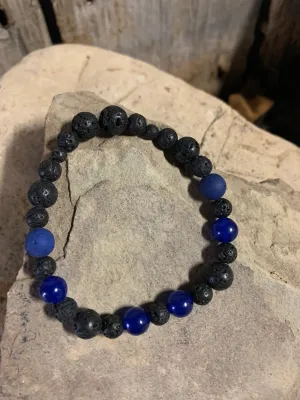 Blue Jade & LavaStone Bracelet