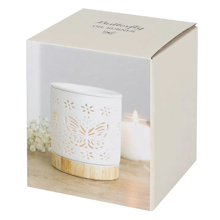 Butterfly Matte Ceramic Wax Burner - White