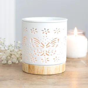 Butterfly Matte Ceramic Wax Burner - White
