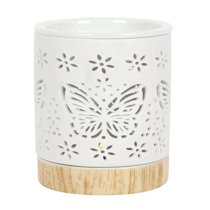 Butterfly Matte Ceramic Wax Burner - White