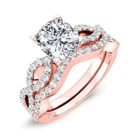 Camellia Diamond Matching Band for Cushion Center (Band Only. Engagement Ring Not Included)