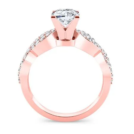 Camellia Diamond Matching Band for Cushion Center (Band Only. Engagement Ring Not Included)
