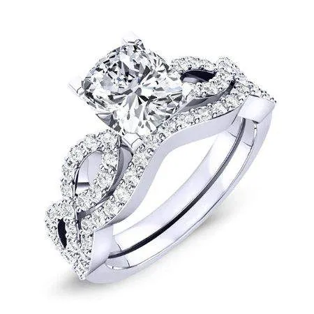 Camellia Diamond Matching Band for Cushion Center (Band Only. Engagement Ring Not Included)