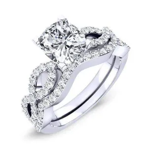 Camellia Diamond Matching Band for Cushion Center (Band Only. Engagement Ring Not Included)
