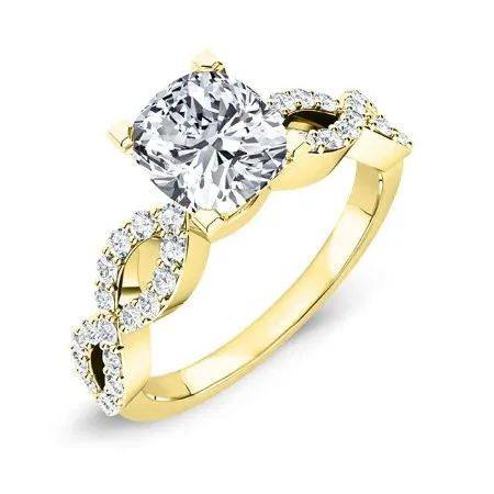 Camellia Diamond Matching Band for Cushion Center (Band Only. Engagement Ring Not Included)