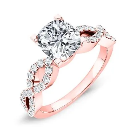 Camellia Diamond Matching Band for Cushion Center (Band Only. Engagement Ring Not Included)