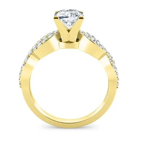 Camellia Diamond Matching Band for Cushion Center (Band Only. Engagement Ring Not Included)