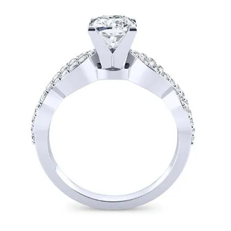 Camellia Diamond Matching Band for Cushion Center (Band Only. Engagement Ring Not Included)