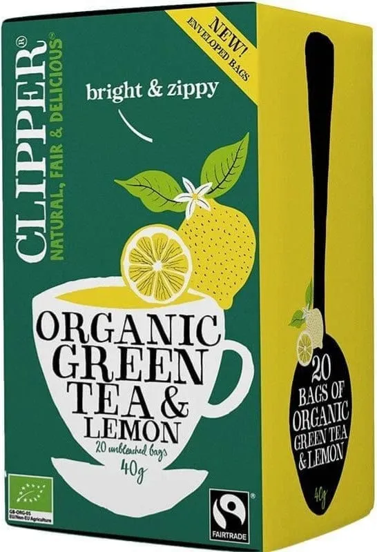 Clipper Organic Indian Chai Black Tea /Green Tea and Lemon/ Lemon and Ginger  20 Tea Bags Deliciously refreshing, aromatic and rich tea-5021991941597