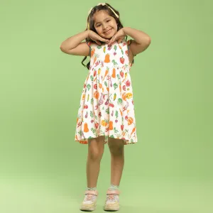 Cotton Dress For Girls | Printed | Multicolour