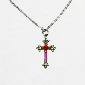 Dainty Fuchsia Cross Necklace