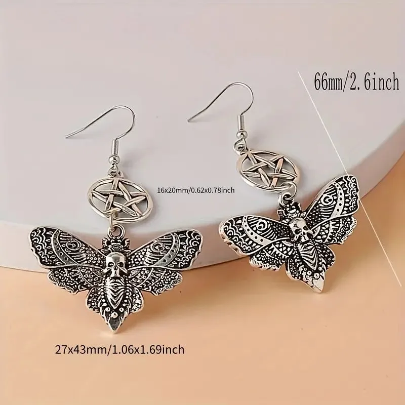 Death Moth Pentagram Earrings