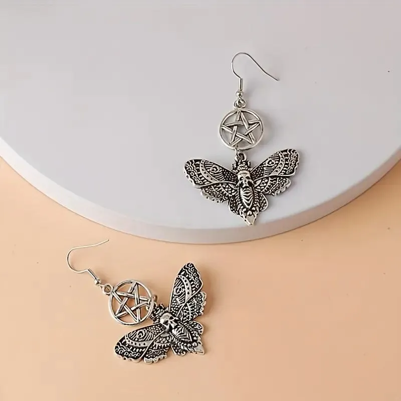 Death Moth Pentagram Earrings