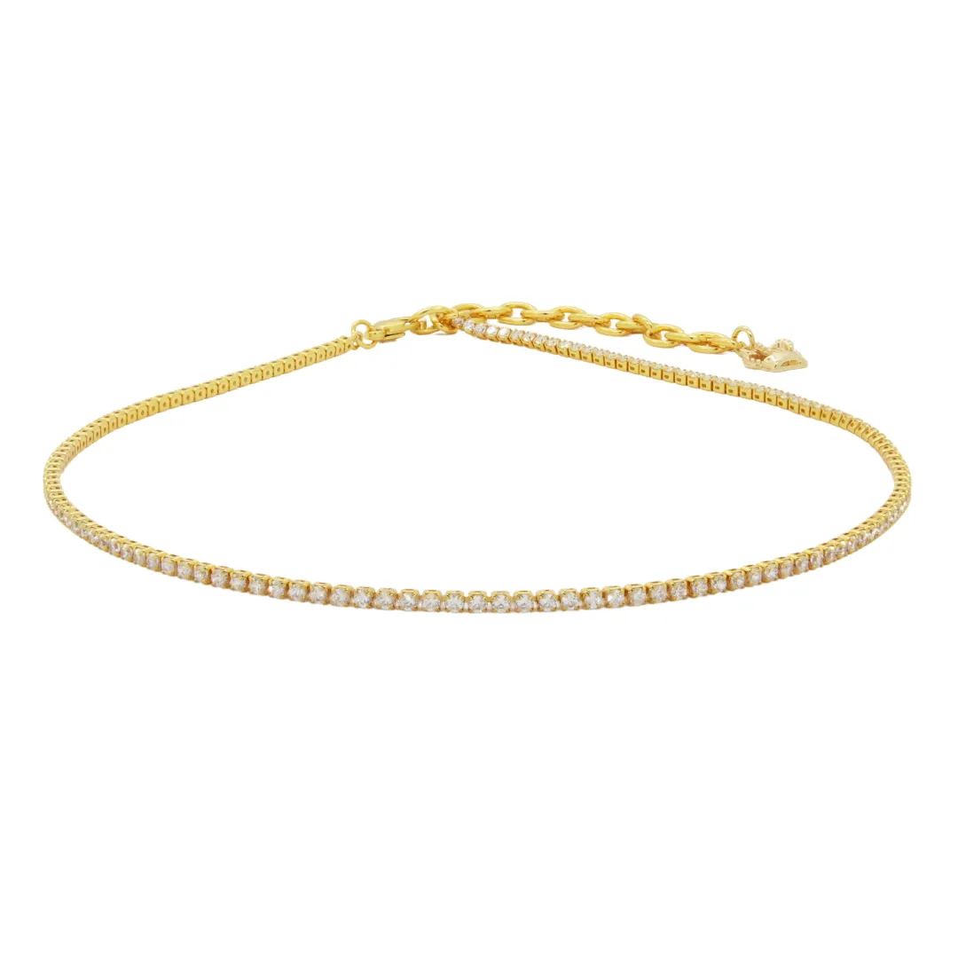 Delicate Crystal Row Necklace