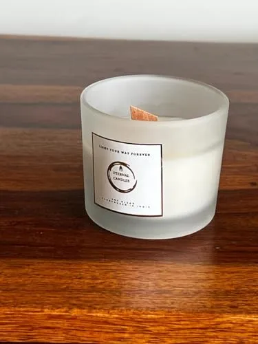 Eternal Candles Soy Wax Frost Glass Jar Candles | Wooden Wick | Valentine Gift | Unscented |100ml | 1 Unit|
