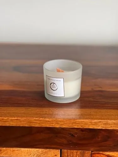 Eternal Candles Soy Wax Frost Glass Jar Candles | Wooden Wick | Valentine Gift | Unscented |100ml | 1 Unit|