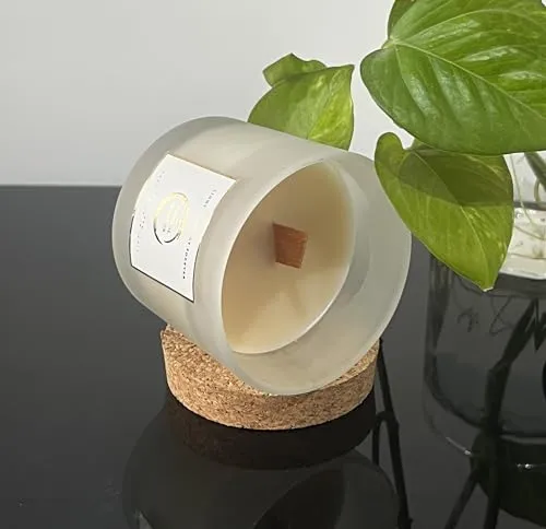 Eternal Candles Soy Wax Frost Glass Jar Candles | Wooden Wick | Valentine Gift | Unscented |100ml | 1 Unit|