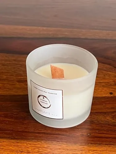 Eternal Candles Soy Wax Frost Glass Jar Candles | Wooden Wick | Valentine Gift | Unscented |100ml | 1 Unit|