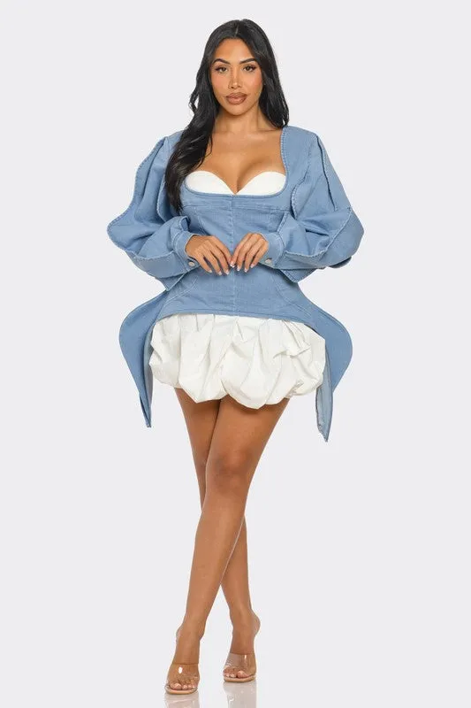 Eternal Denim Peplum Corset Dress