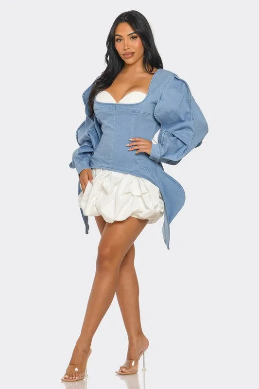 Eternal Denim Peplum Corset Dress