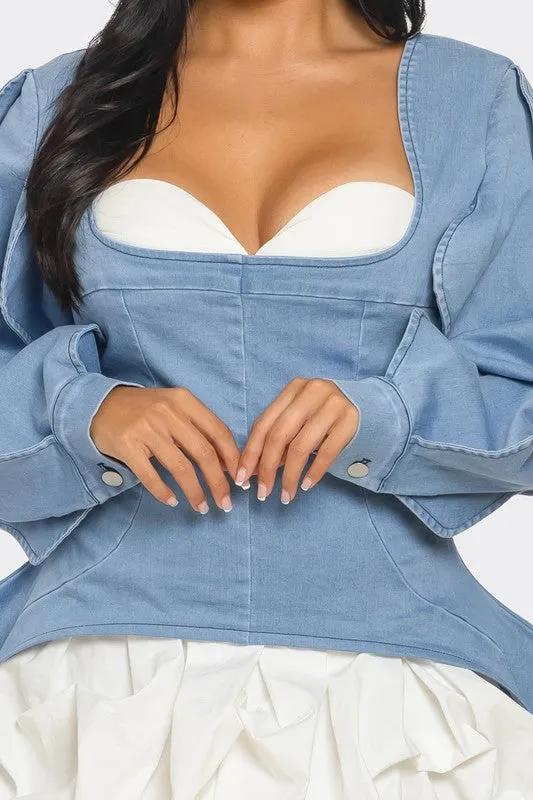Eternal Denim Peplum Corset Dress