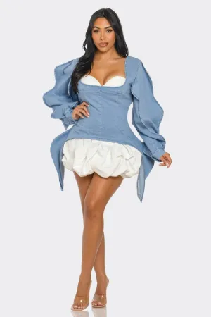 Eternal Denim Peplum Corset Dress