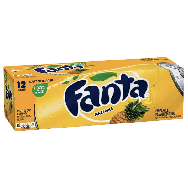 Fanta Cans Pineapple Soda 12 fl oz, 12 Ct