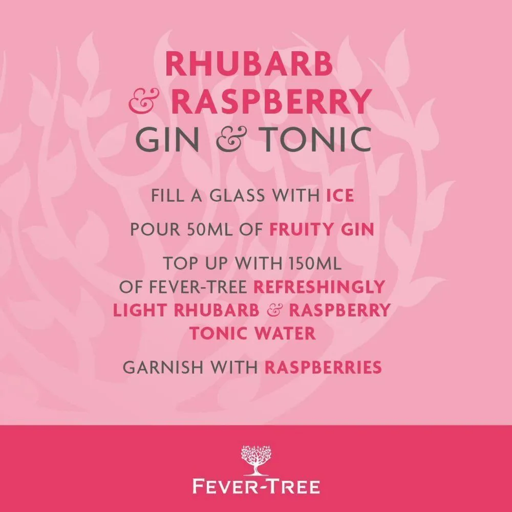 Fever-Tree 500ml Refreshingly Light Rhubarb & Raspberry Tonic Water