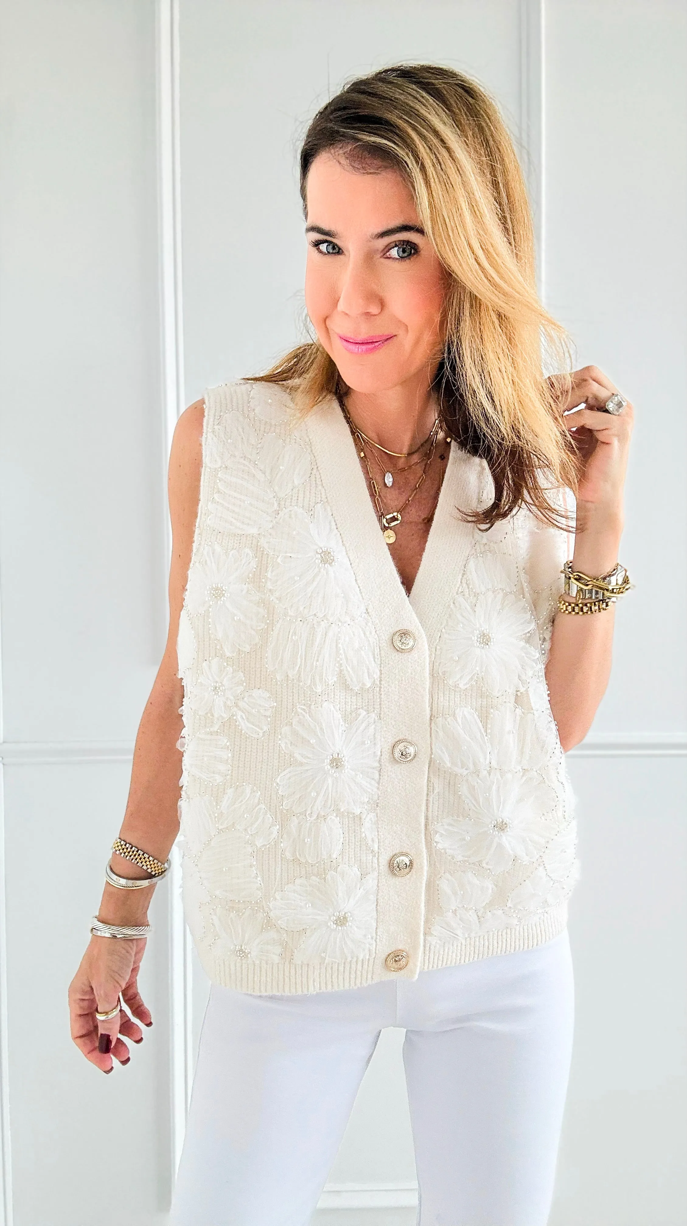 Floral Whispers Knit Vest
