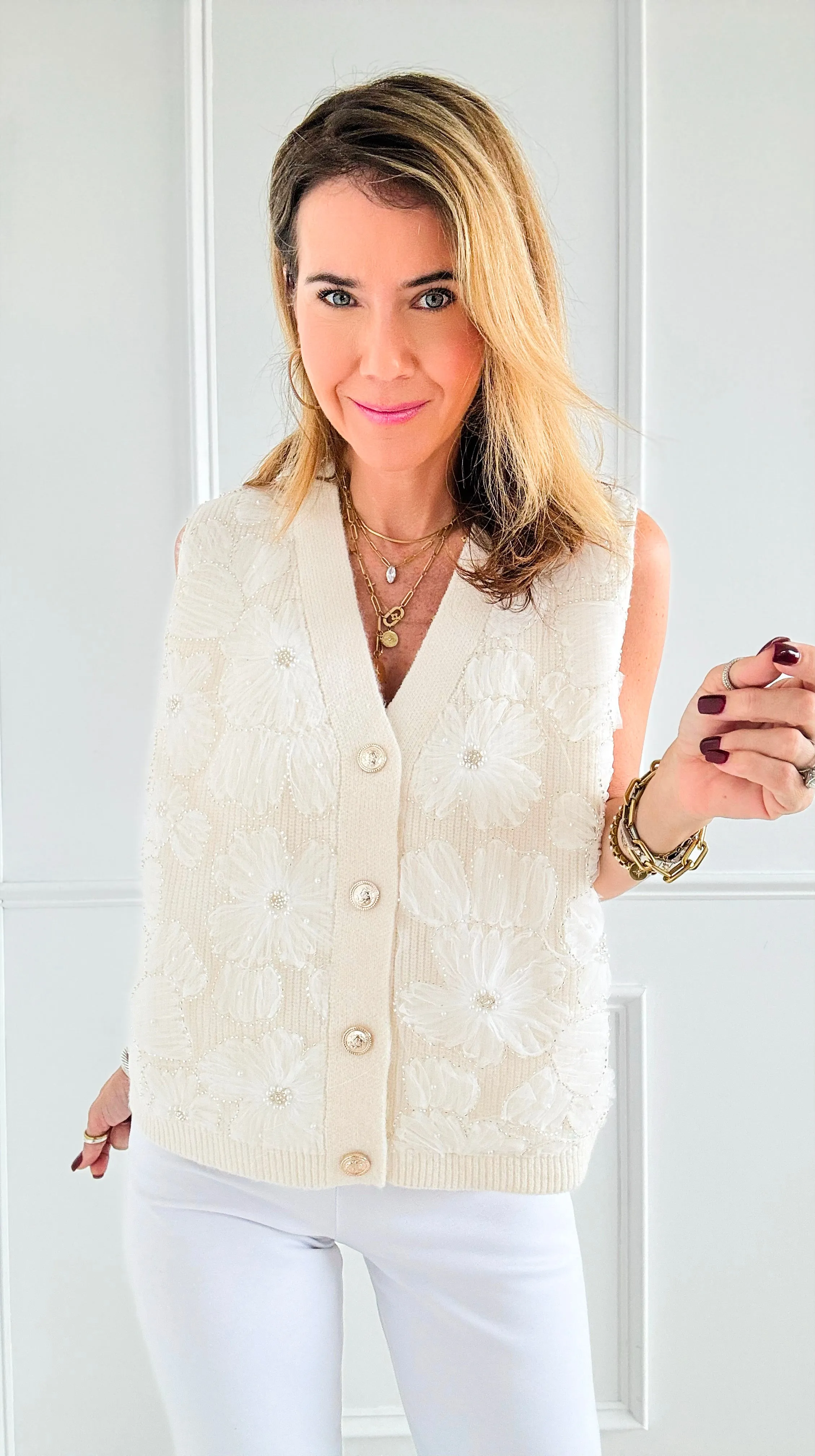 Floral Whispers Knit Vest