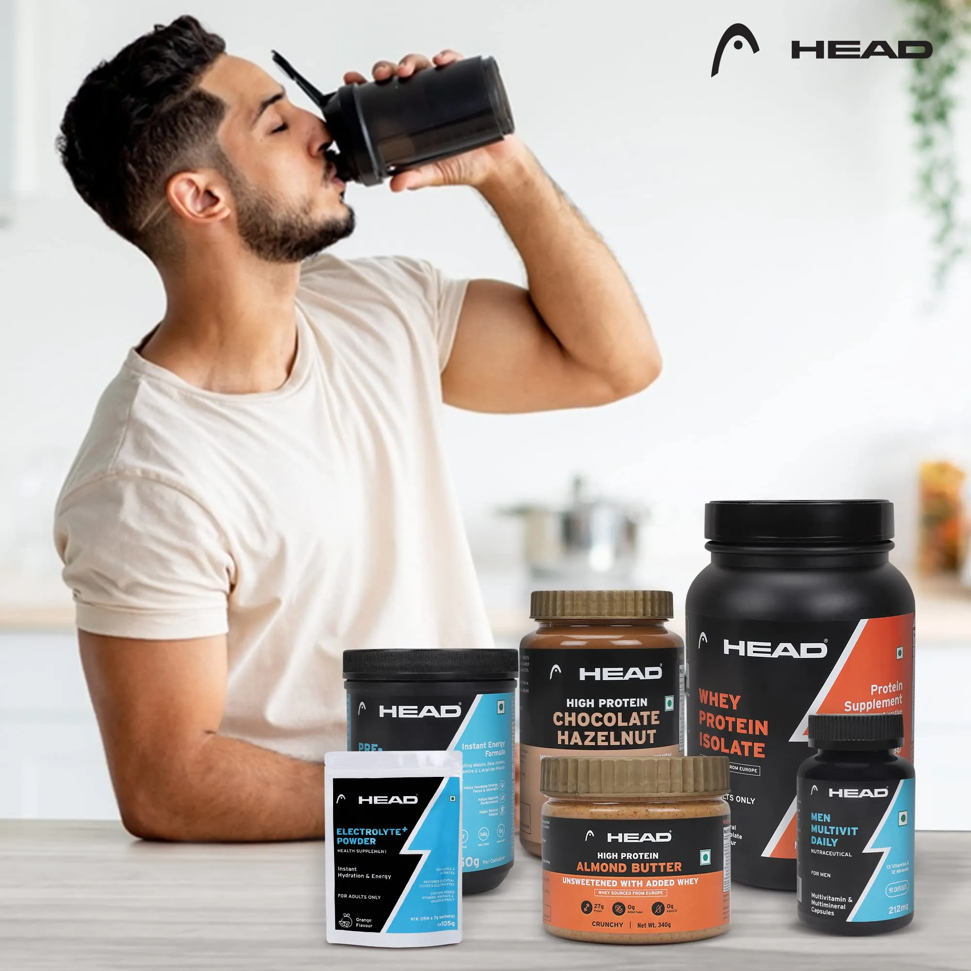Head High Protein Nutbutter (925g, Unsweetened, Almond Butter Crunchy) | 100% Pure Nuts | Added Whey | Protein & Fiber Rich Nutritious Snack