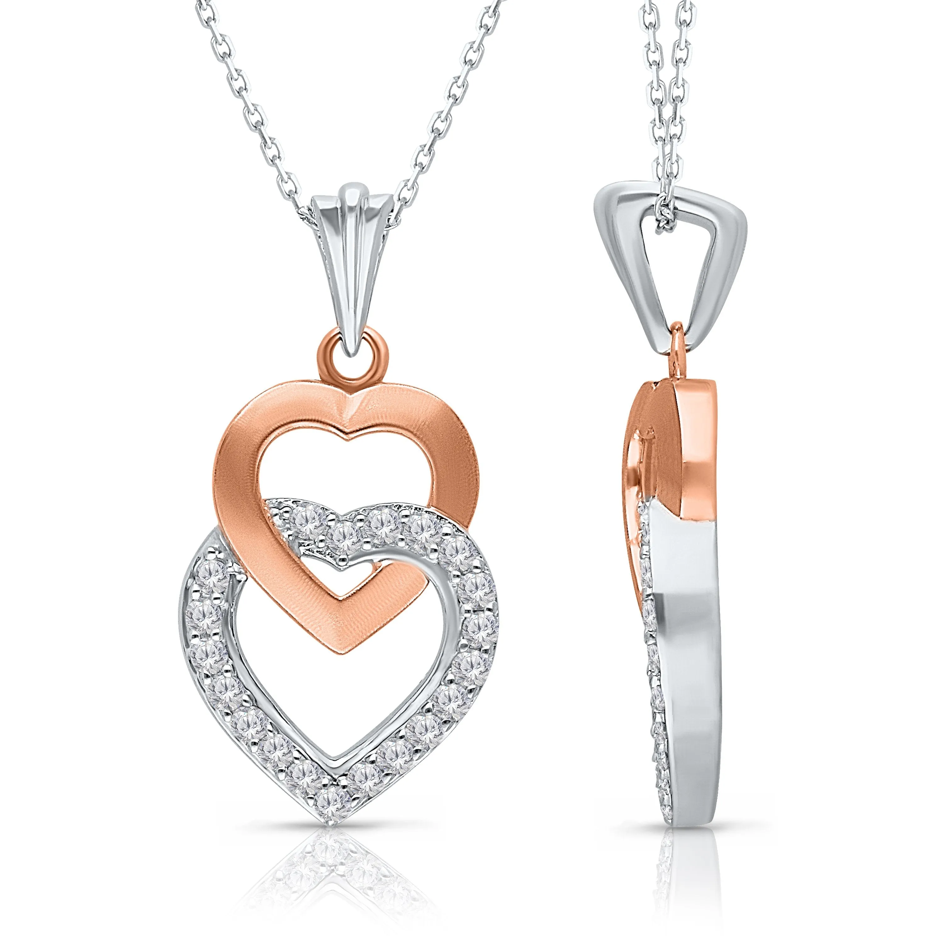 Kallati Eternal Two-Tone Gold Heart Diamond Pendant