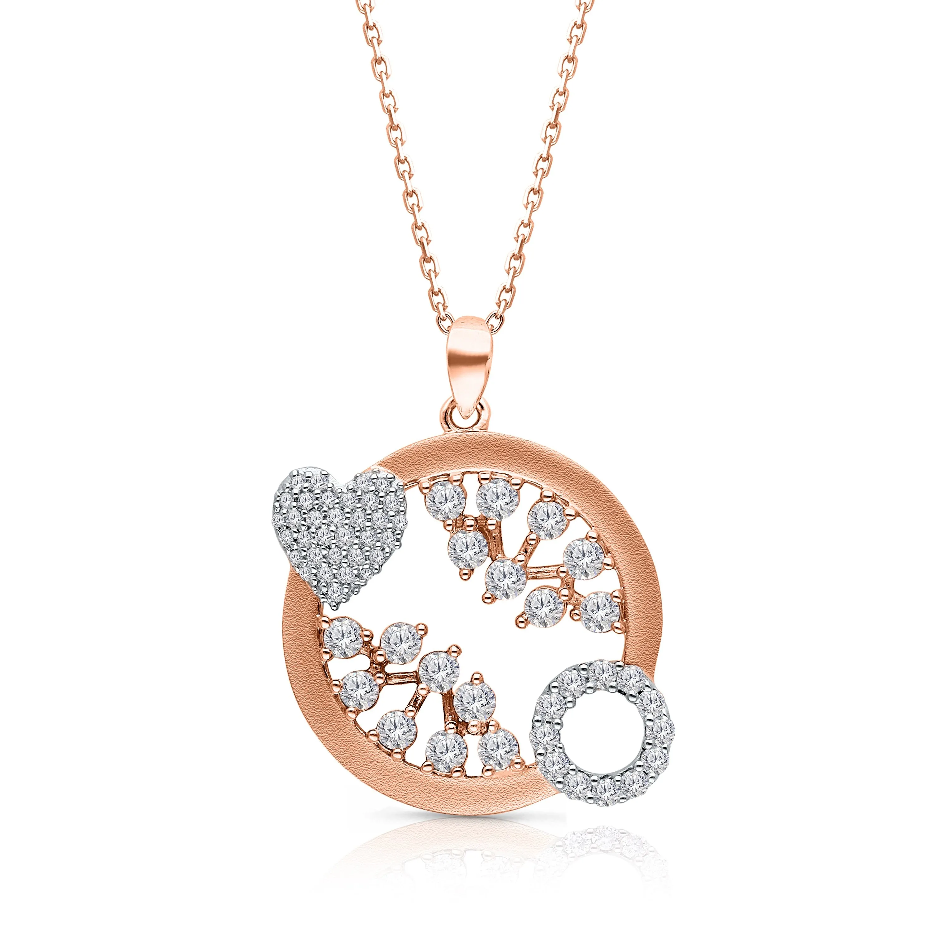 Kallati Eternal Two-Tone Gold Heart Diamond Pendant
