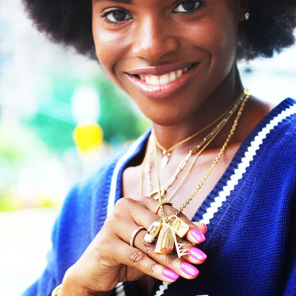 Key & Heart Charm New York City Gold