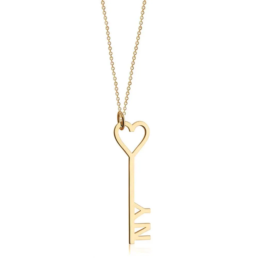 Key & Heart Charm New York City Gold