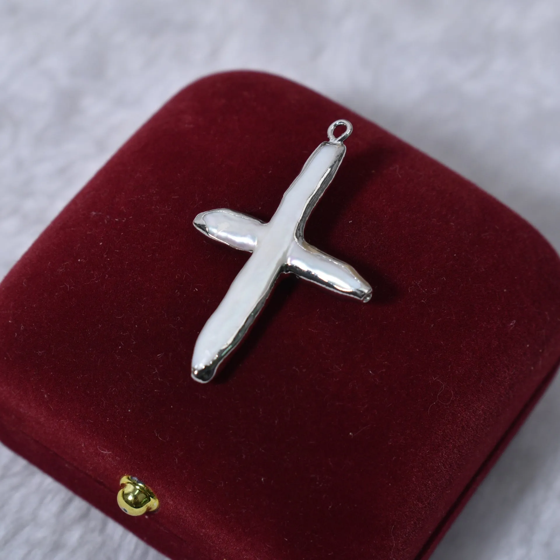 Large Cross Pearl Pendant
