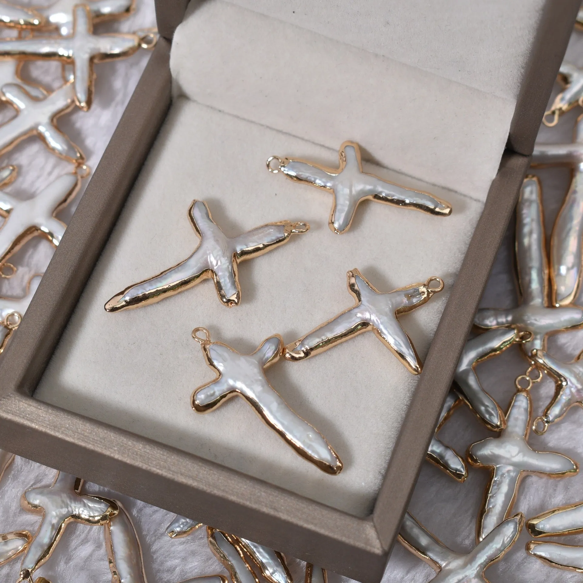 Large Cross Pearl Pendant
