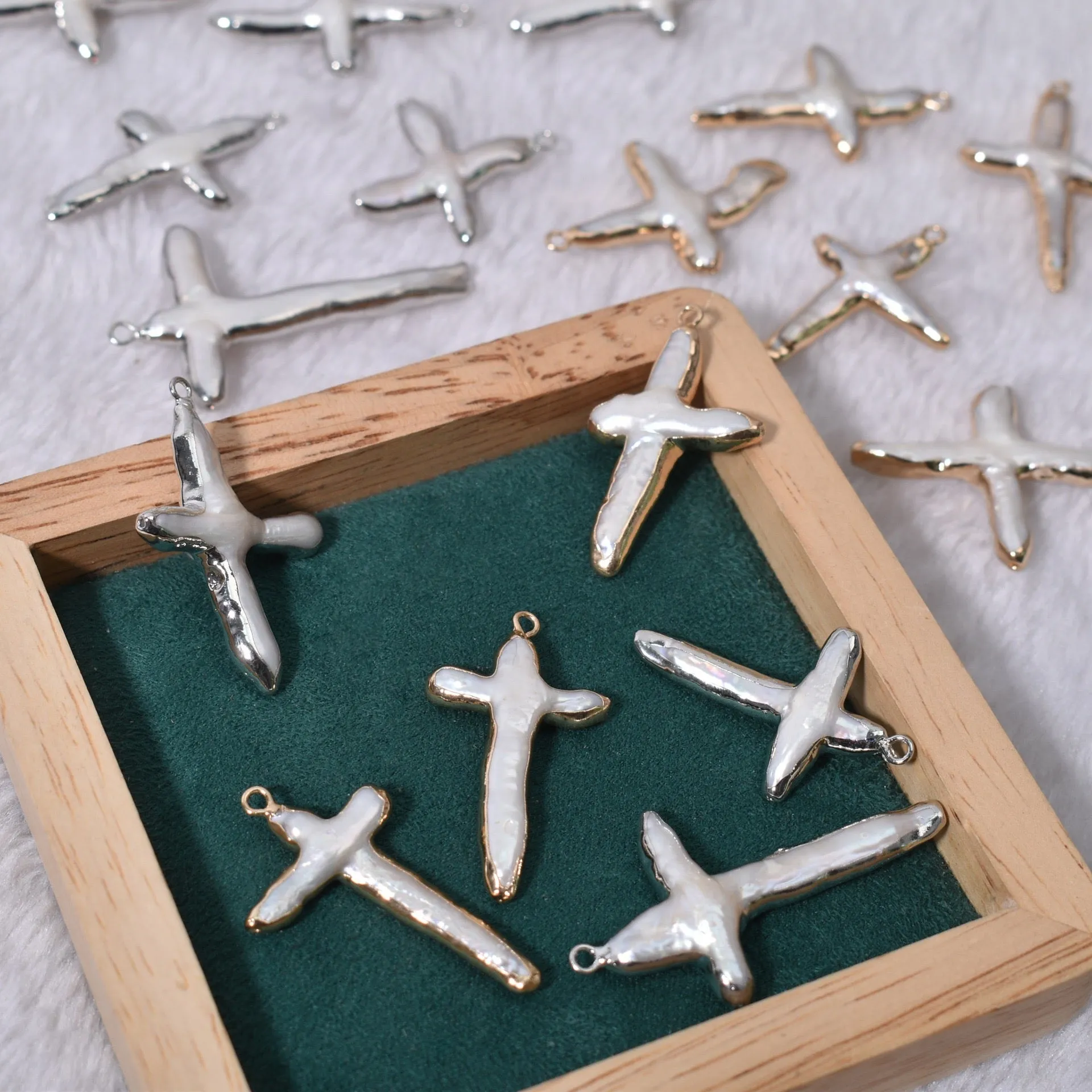 Large Cross Pearl Pendant