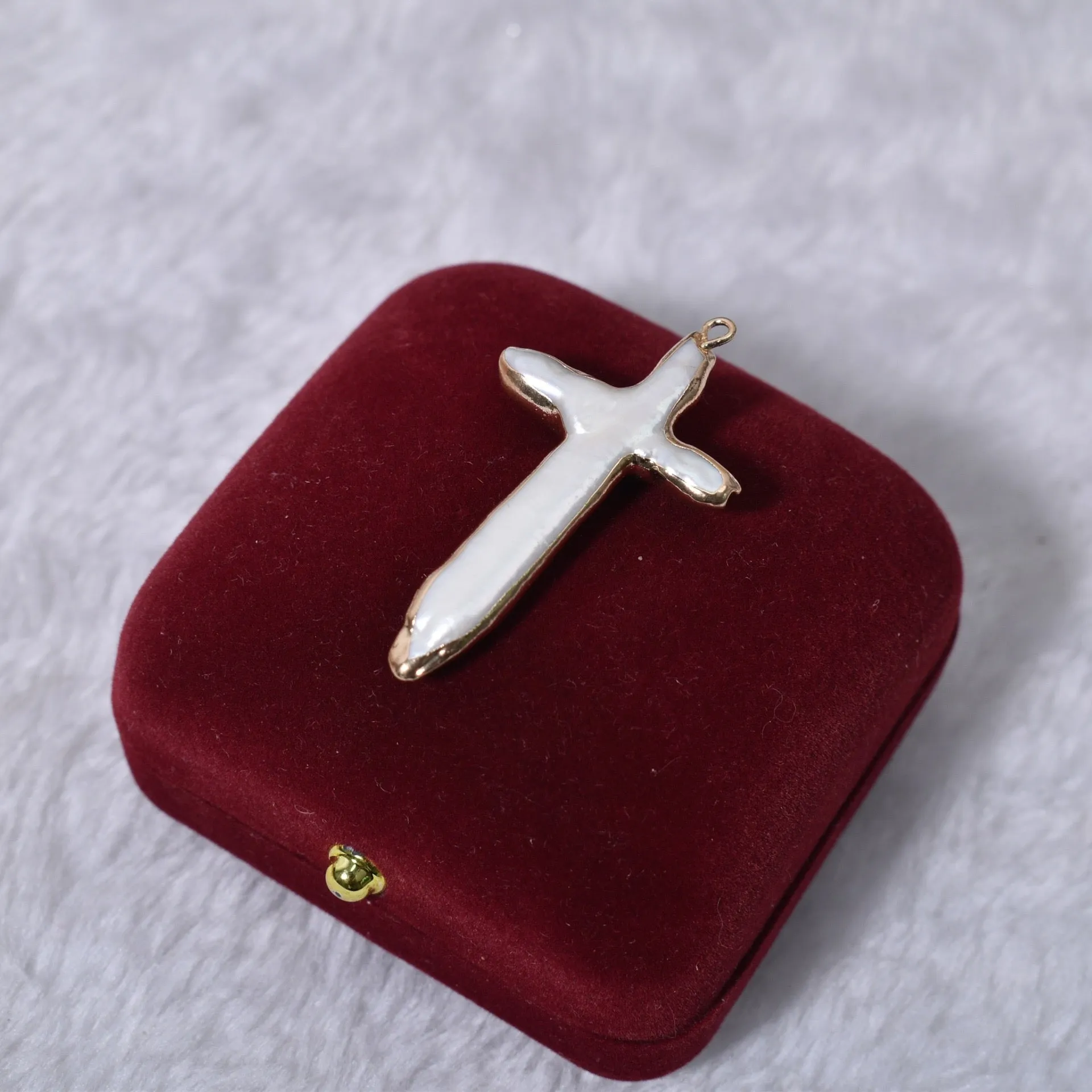 Large Cross Pearl Pendant